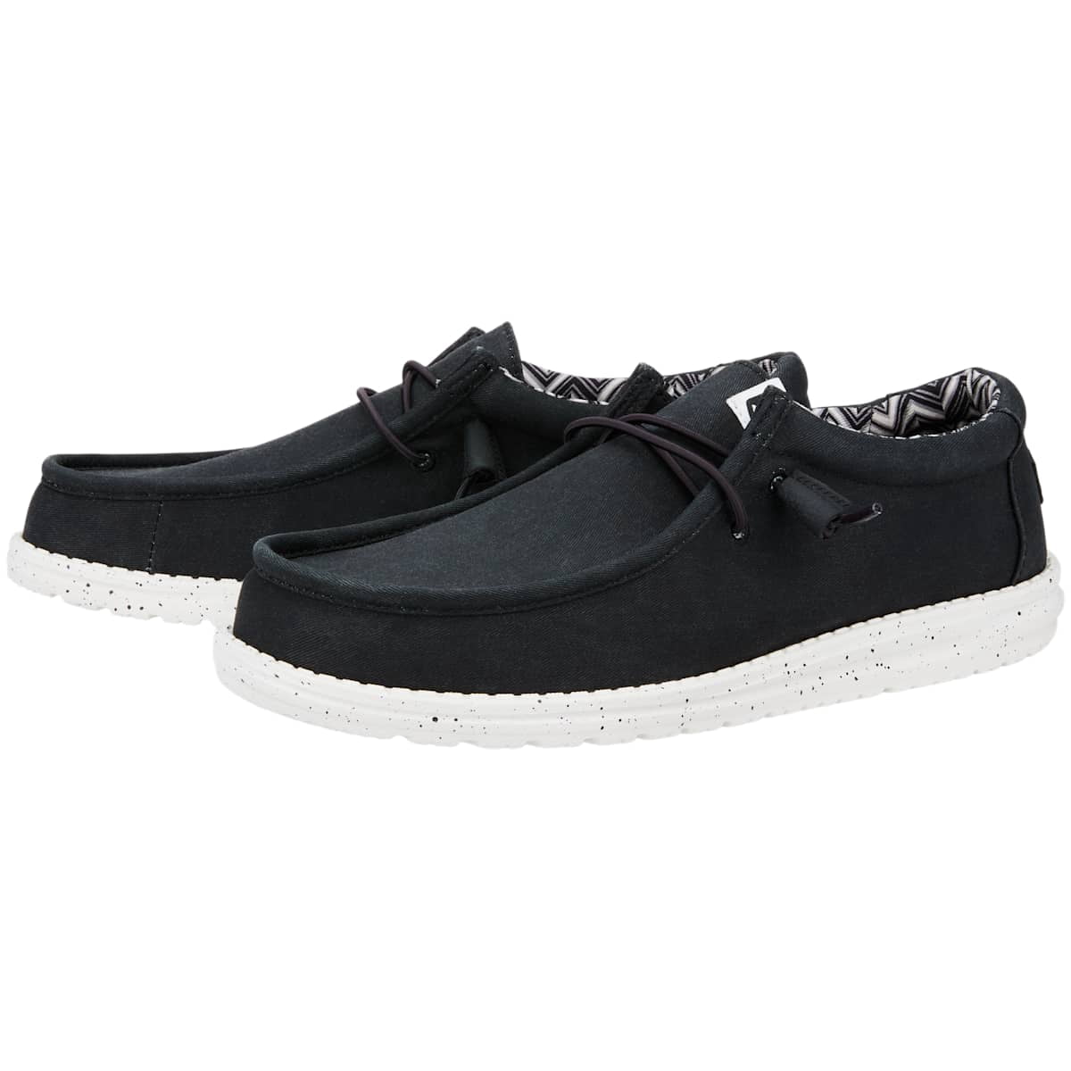 HEYDUDE Men Wally Stretch Canvas, Black/White, 9