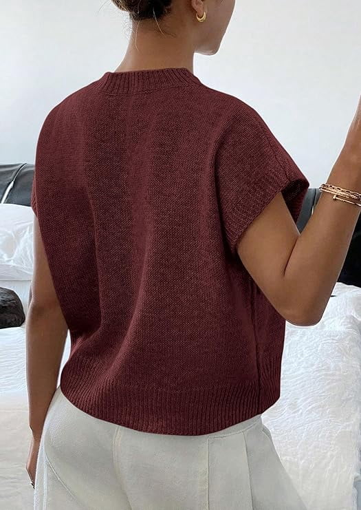 PRETTYGARDEN Women's Spring Sweater Vest Trendy Flower Knit Short Sleeve Cute Pullover Tank Tops Summer Fashion Clothing