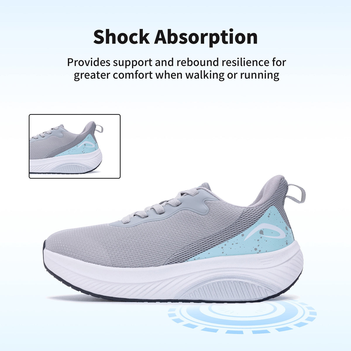 FefiYo Plantar Fasciitis Walking Sneakers, Wide Toe Box with Arch and Orthotic Support Grey US 10