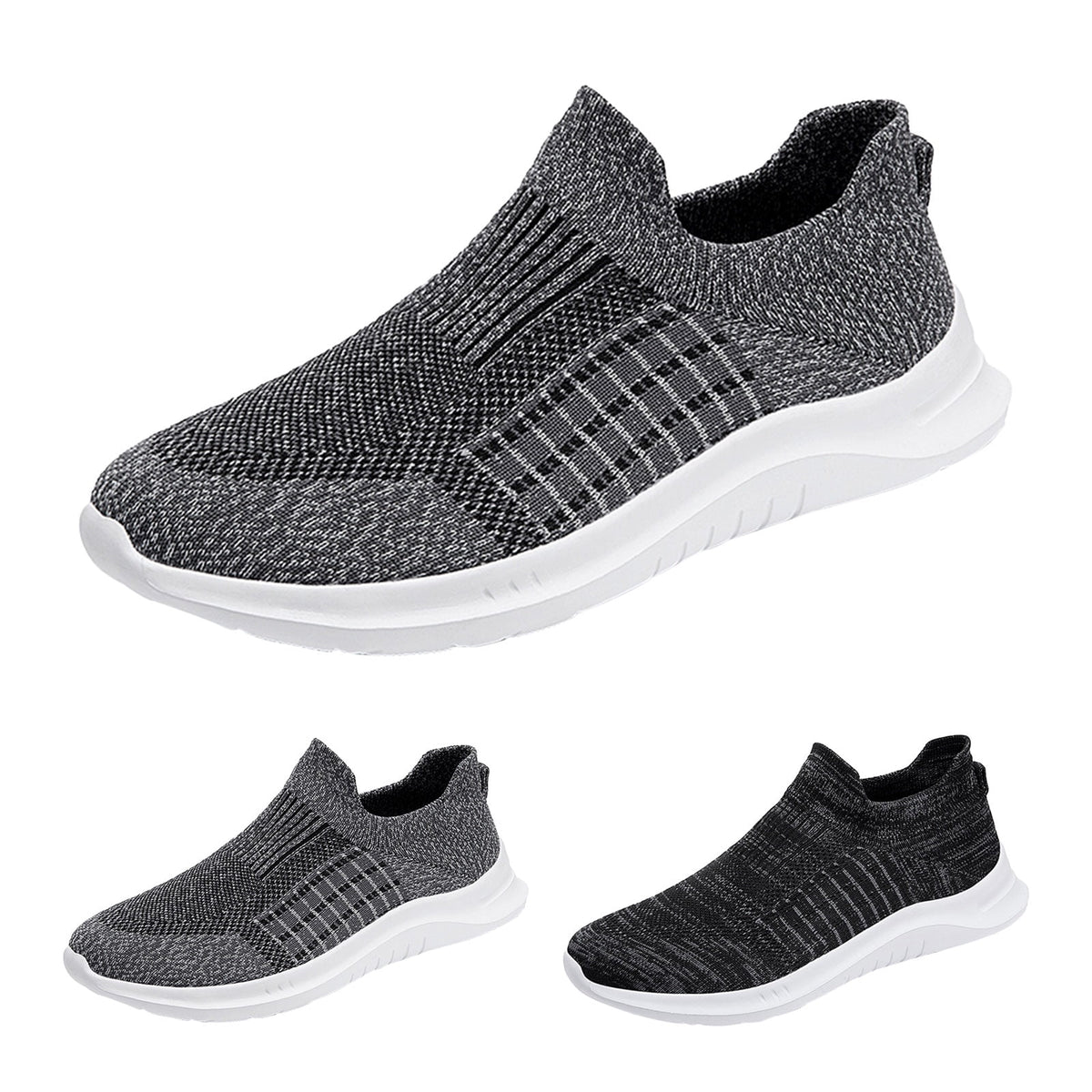 Yindaity Mens Sneakers Works Men’s Knit Slip-On Sneakers Grey,10