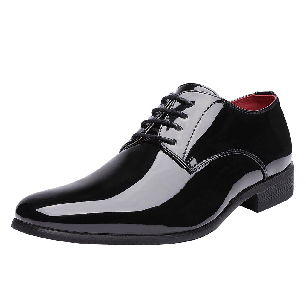 Bruno Marc Men's Faux Patent Leather Dress Shoes Classic Lace-up Formal Oxford BLACK CEREMONY-06 size 12
