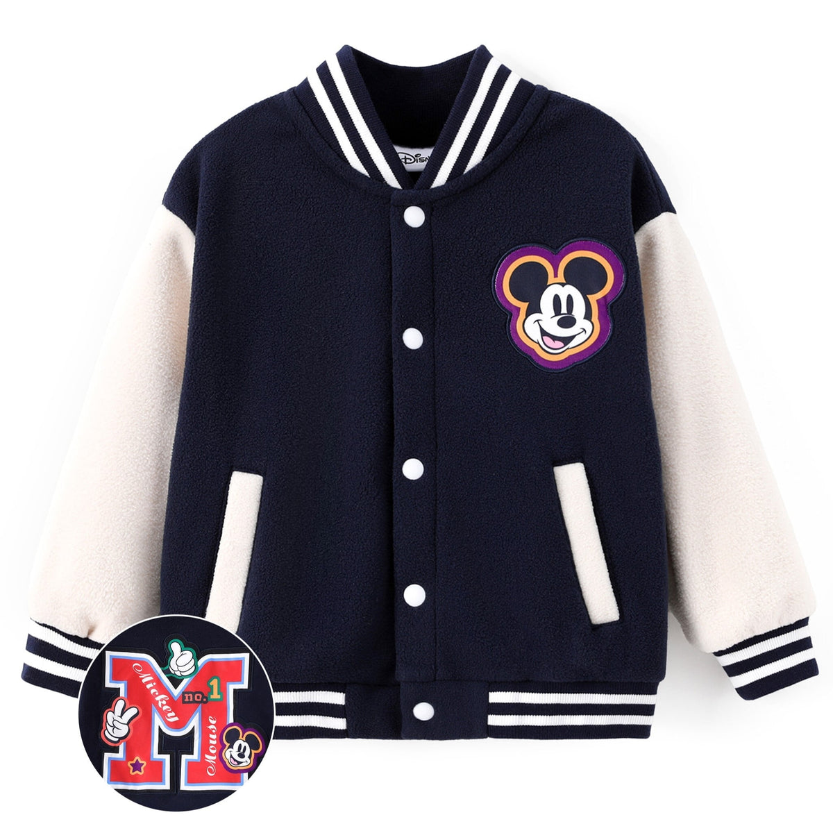 Disney Girls Bomber Jacket Minnie Mouse Colorblock Varsity Lightweight Sweatshirts Gift Fall Spring Sizes 3-10