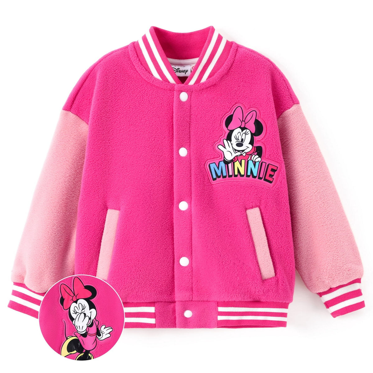 Disney Girls Bomber Jacket Minnie Mouse Colorblock Varsity Lightweight Sweatshirts Gift Fall Spring Sizes 3-10