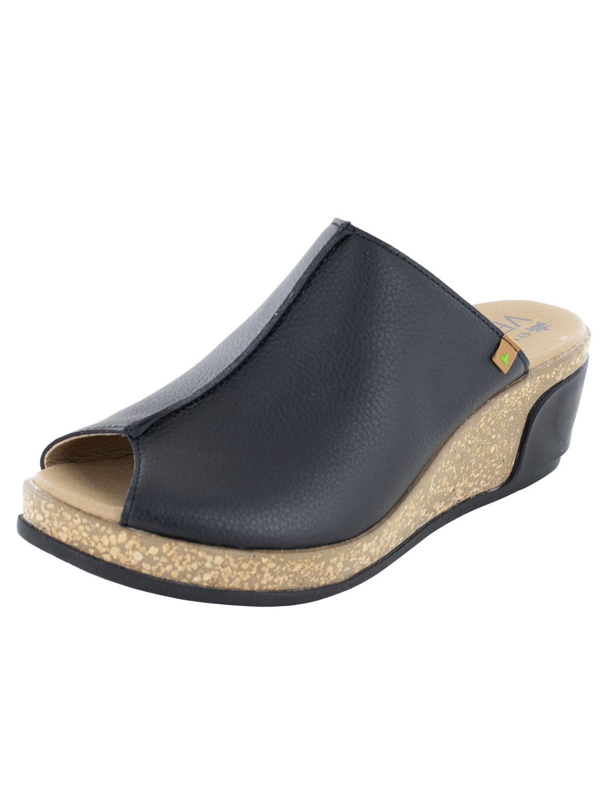 El Naturalista Womens Leaves 5005T Wedge Slides, Black Rugged, EU 40 / US 9