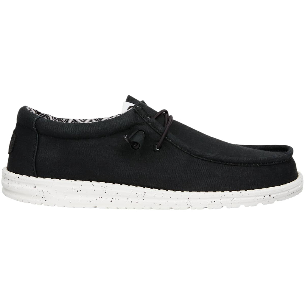 HEYDUDE Men Wally Stretch Canvas, Black/White, 9