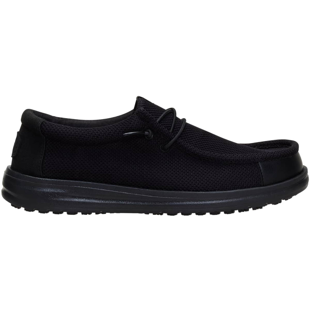 HEYDUDE Men Wally Work CE Slip Resistant Wide, Wide Black Mesh, 10