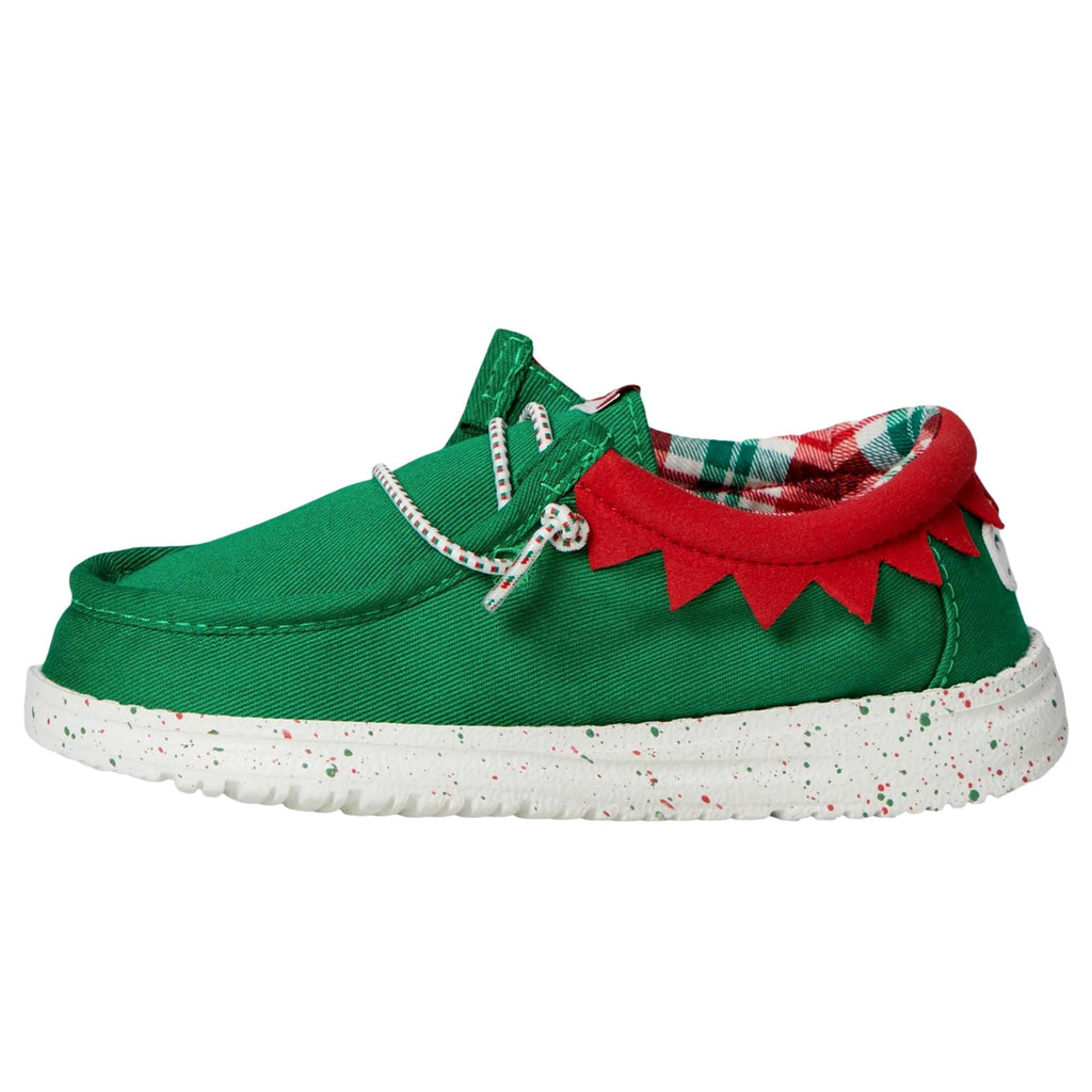 Hey Dude Wally Holiday Elf Green / Red 42147-3XX Toddler Size 6