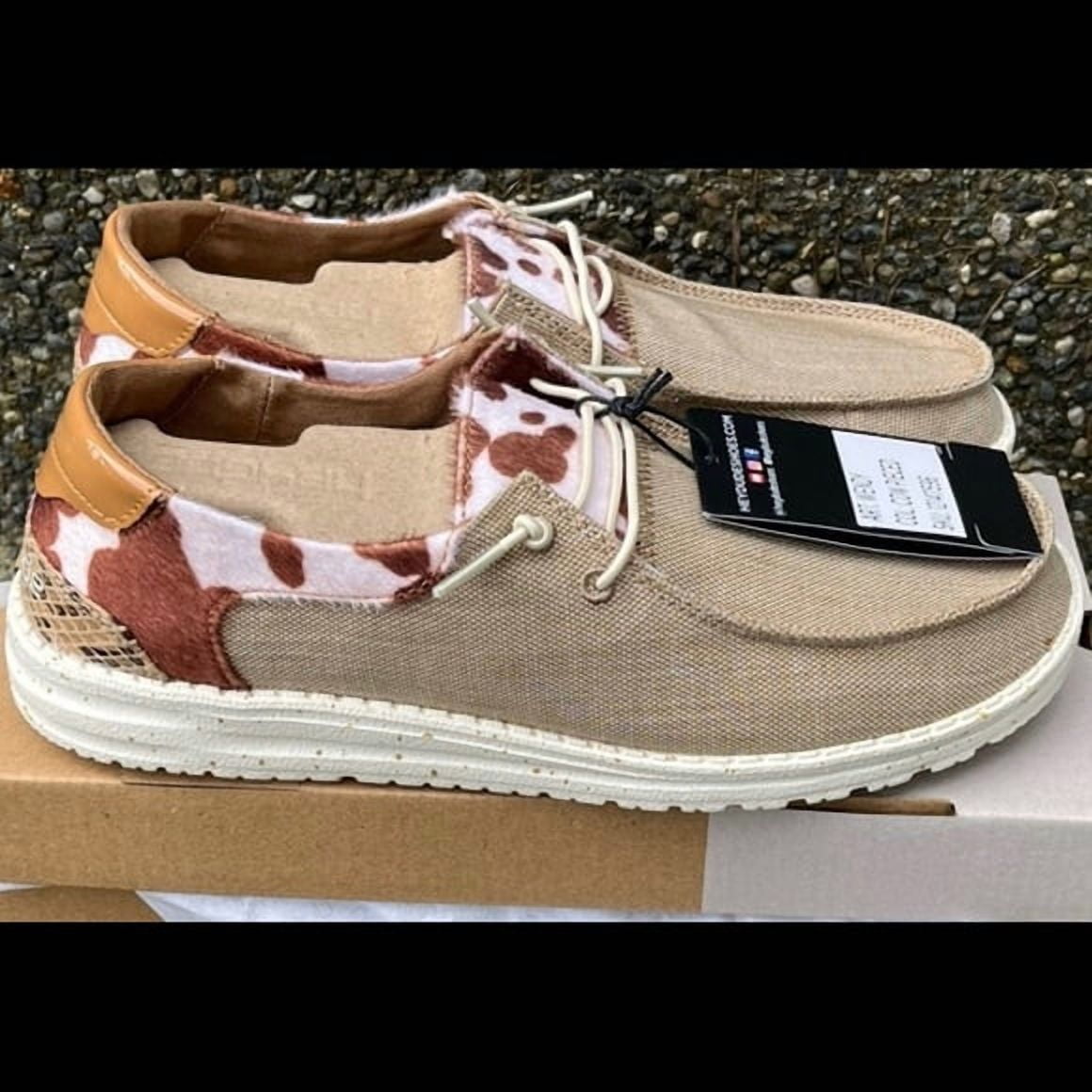 Hey Dude Wendy Cow Pieced Shoes