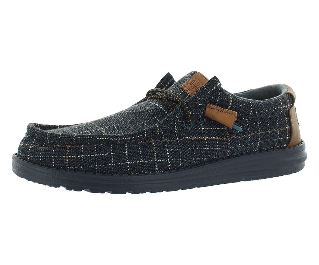 Hey Dude Wally Plaid Mens Shoes Size 8, Color: Navy