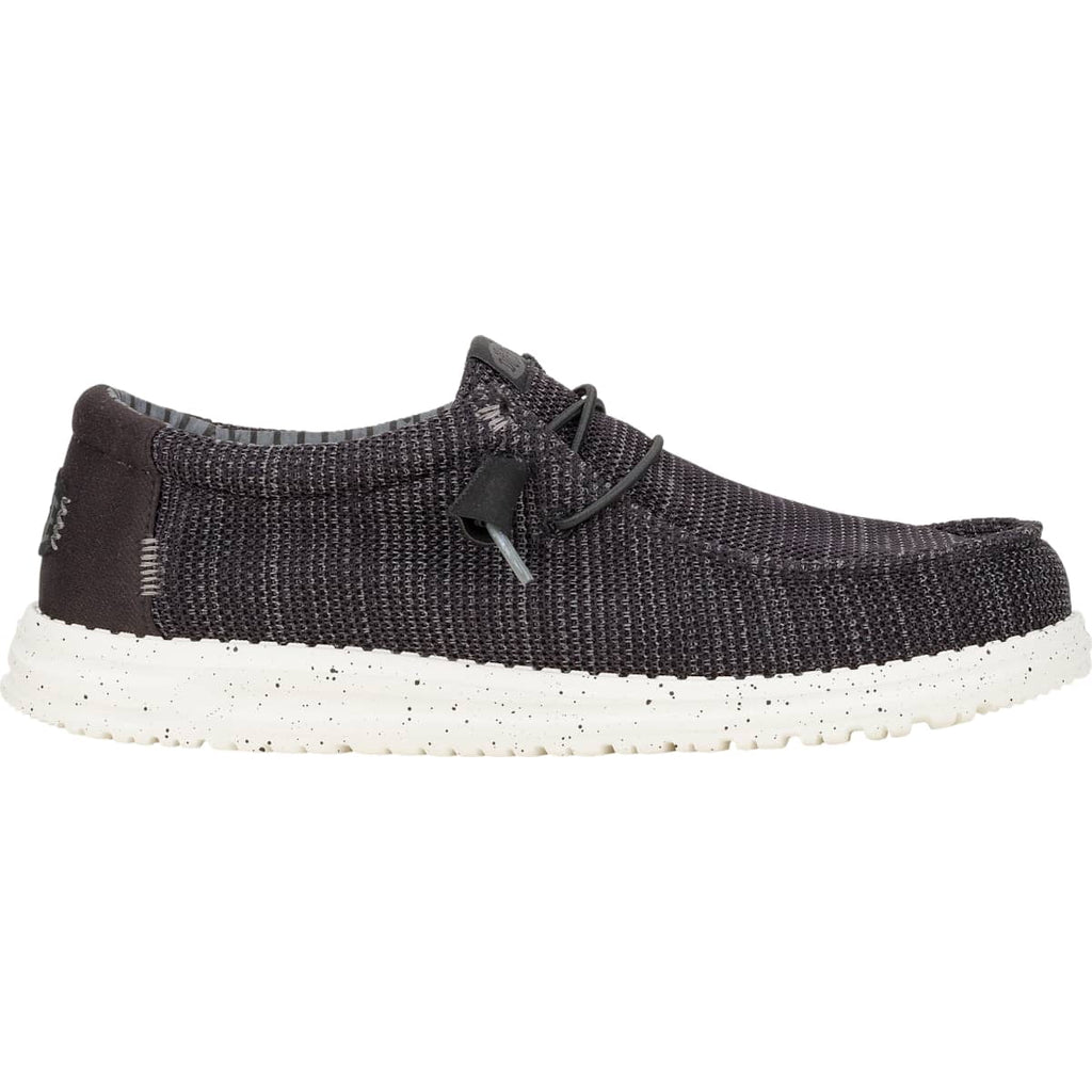HEYDUDE Men Wally Stretch Sox Wide, Black/White, 12
