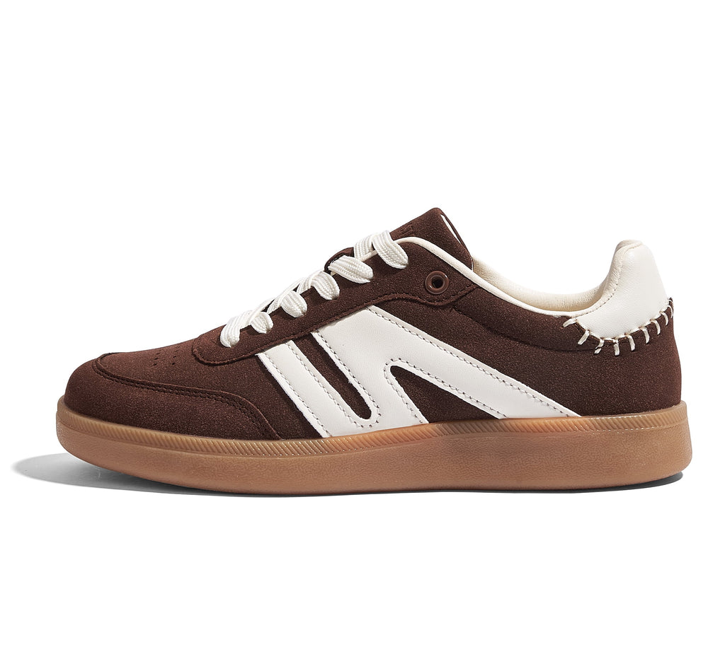 LUCKY STEP Womens Classic Retro Gum Sole Fashion Sneakers Anti Slip Casual Shoes,Dark Brown