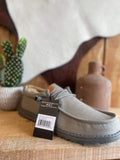 Mens Hey Dude Wally Charcoal Washed Canvas Casual Shoe
