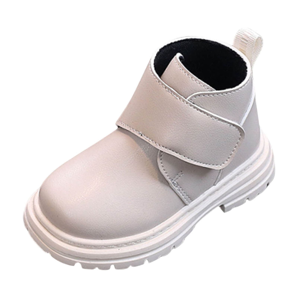 Mwjwdo Girls Leather Boots Short Winter Casual Fashion Artificial Leather Comfortable Sole Little Kids Shoes for Daily Wear Black 1-1.5Years