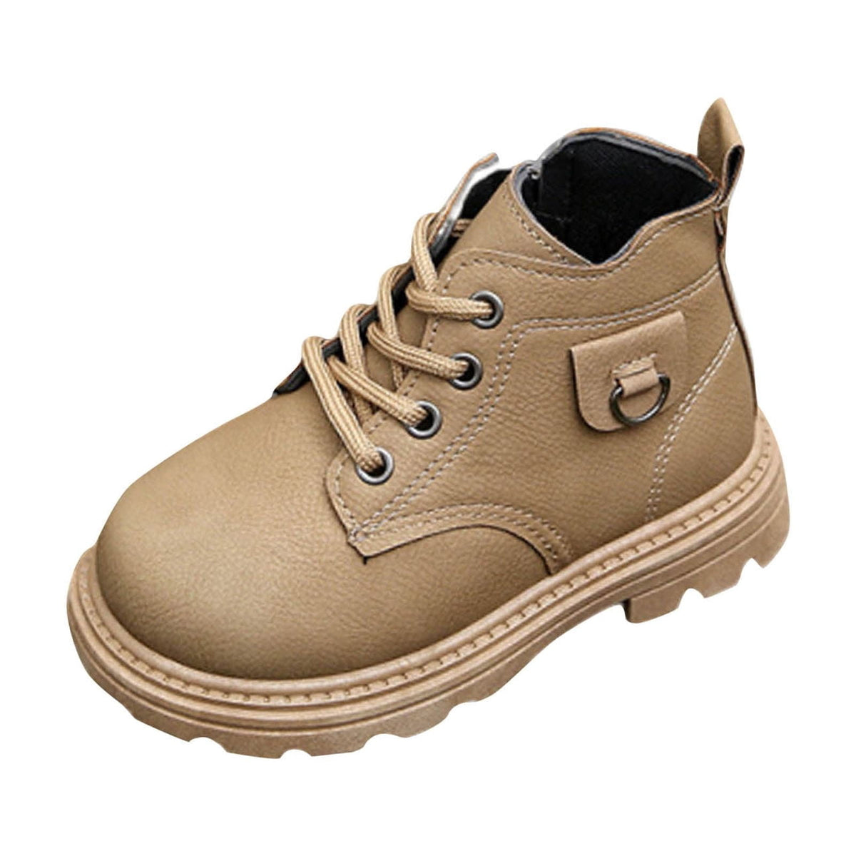 Mwjwdo Girls Leather Boots Short Winter Casual Fashion Artificial Leather Comfortable Sole Little Kids Shoes for Daily Wear Black 1-1.5Years