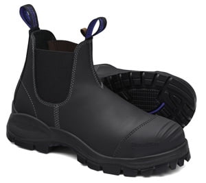 Blundstone Steel Toe Slip-On Elastic Side Boots, Kick Guard, Black, US size 9.5