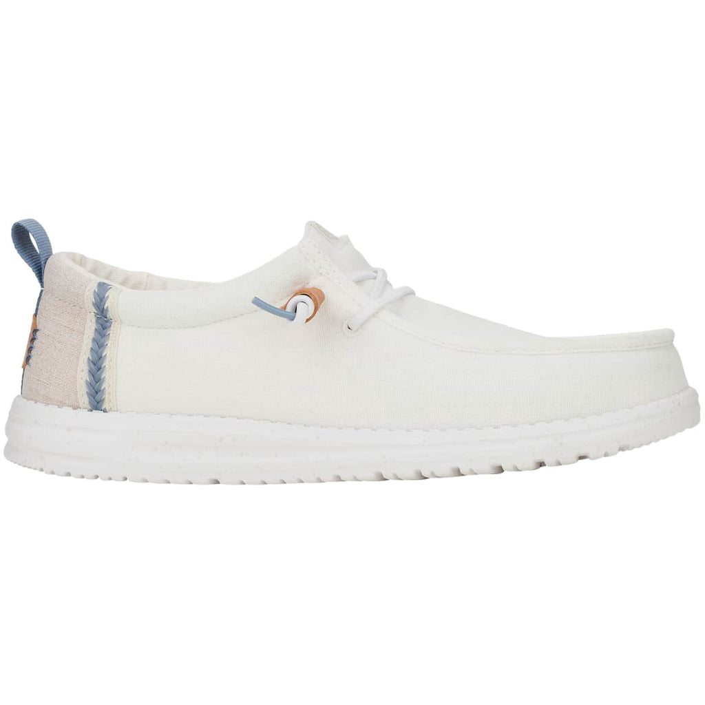 HEYDUDE Men Wally Craft Linen, White/Stone Grey, 7