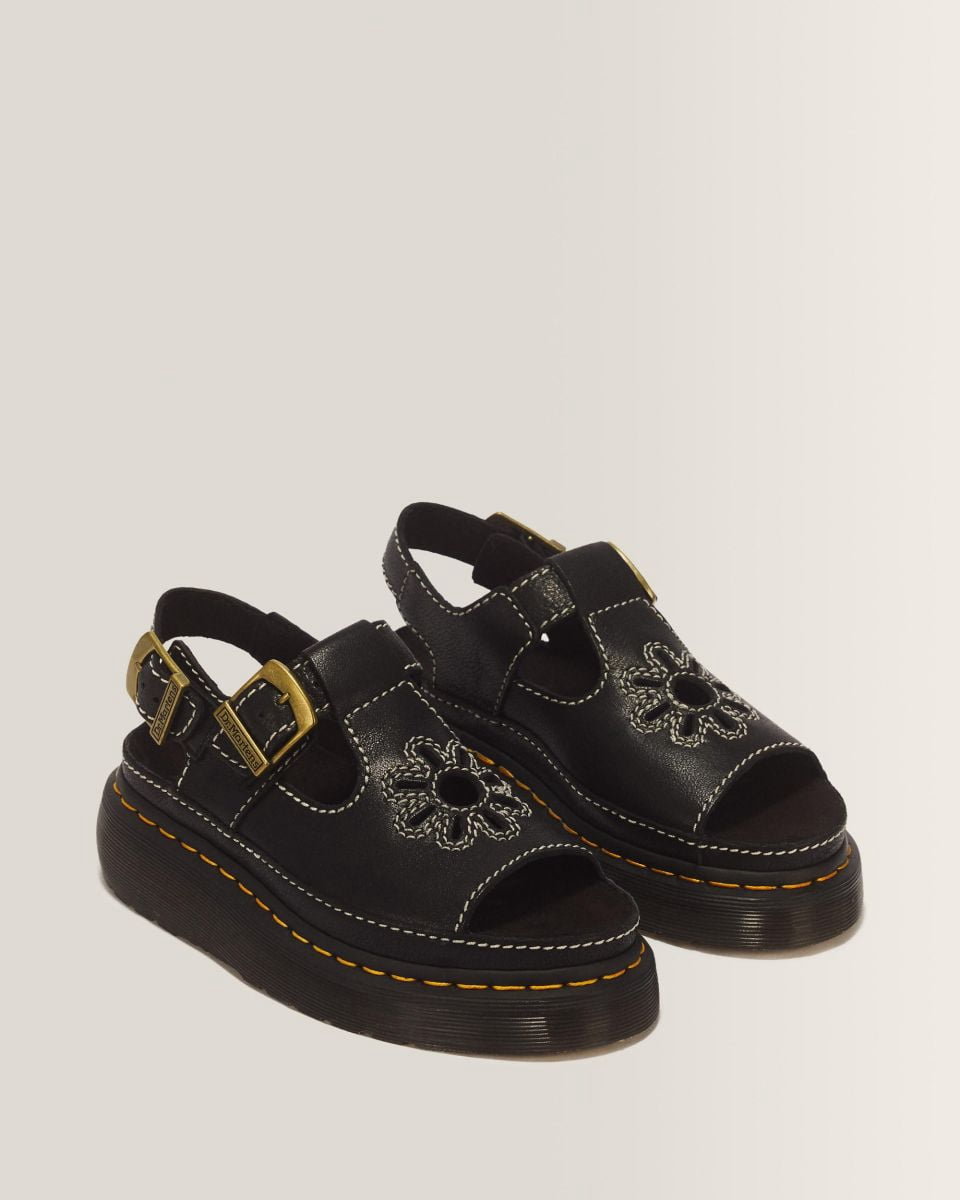 Dr Martens Women's Dunnet Flower Sandal Black AR Rogue Leather - 40526001