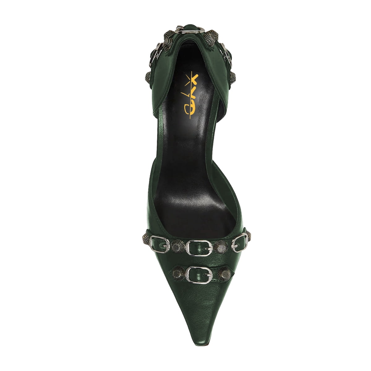 XYD Women Fashion Stiletto High Heels D'Orsay Pumps Closed Pointed Toe Studs Buckles Night Club Party Shoes Size 9 Purple