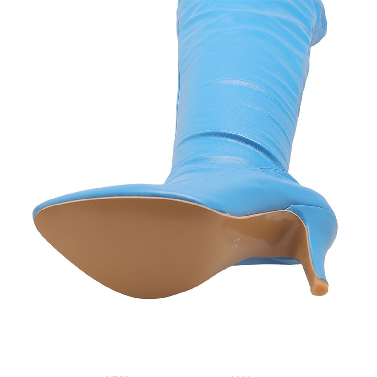 hopeusnice Women's Over The Knee Boots Pointed Toe High Heel Stilettos Boots Thigh High Boots Elegant Party Dress Boots Chunky Heel Fall Winter Shoes Blue 35