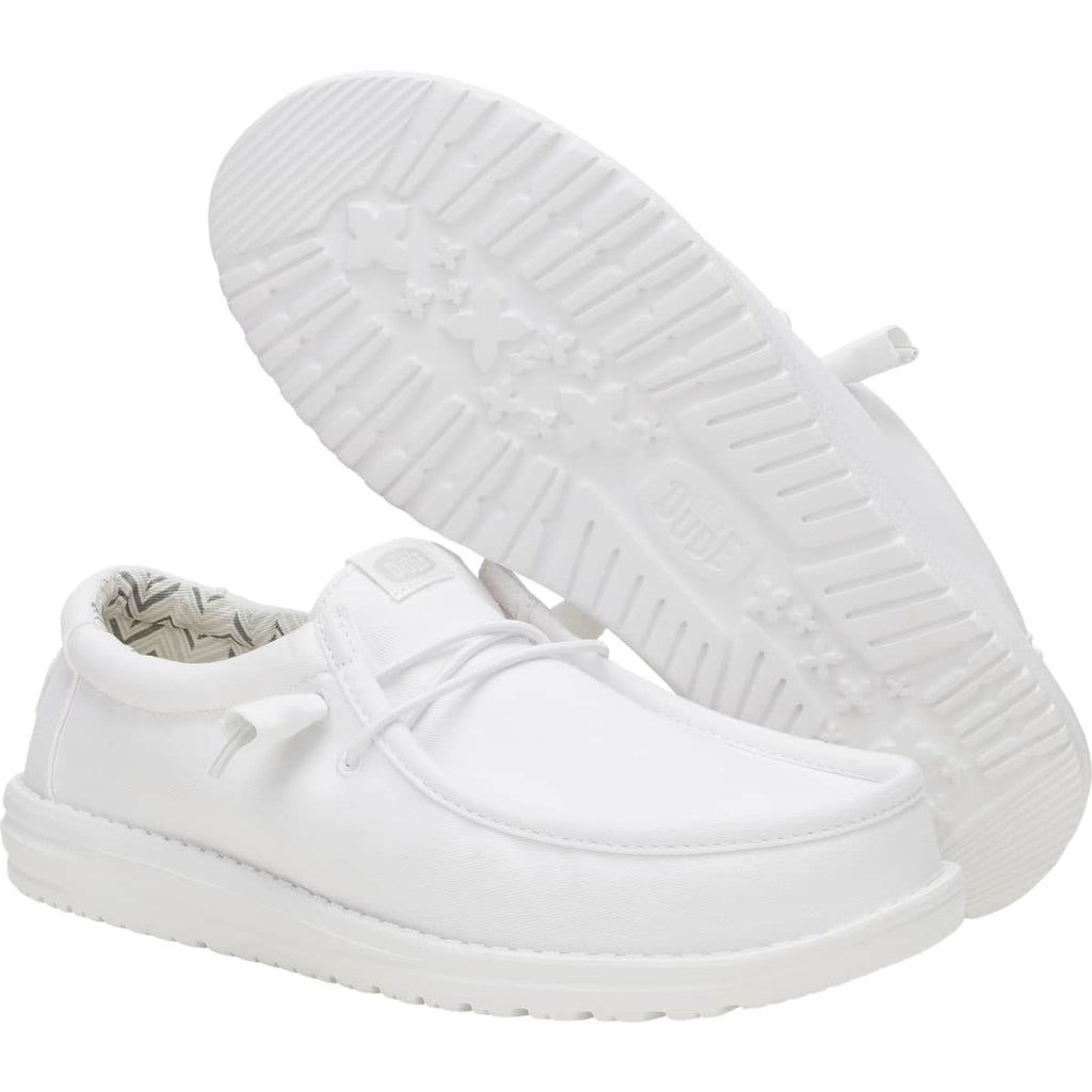 HEYDUDE Men Wally Stretch Canvas Wide, White, 11