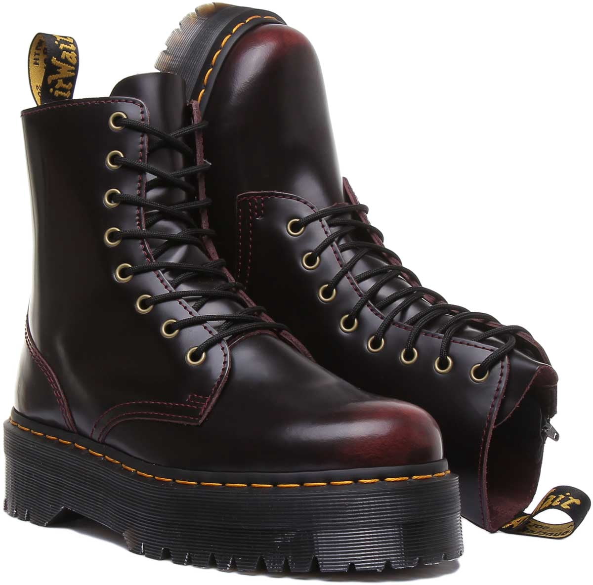 Dr Martens Jadon Women's Cherry 8 Eyelet Chunky Sole Leather Platform Ankle Boot Size 8.5
