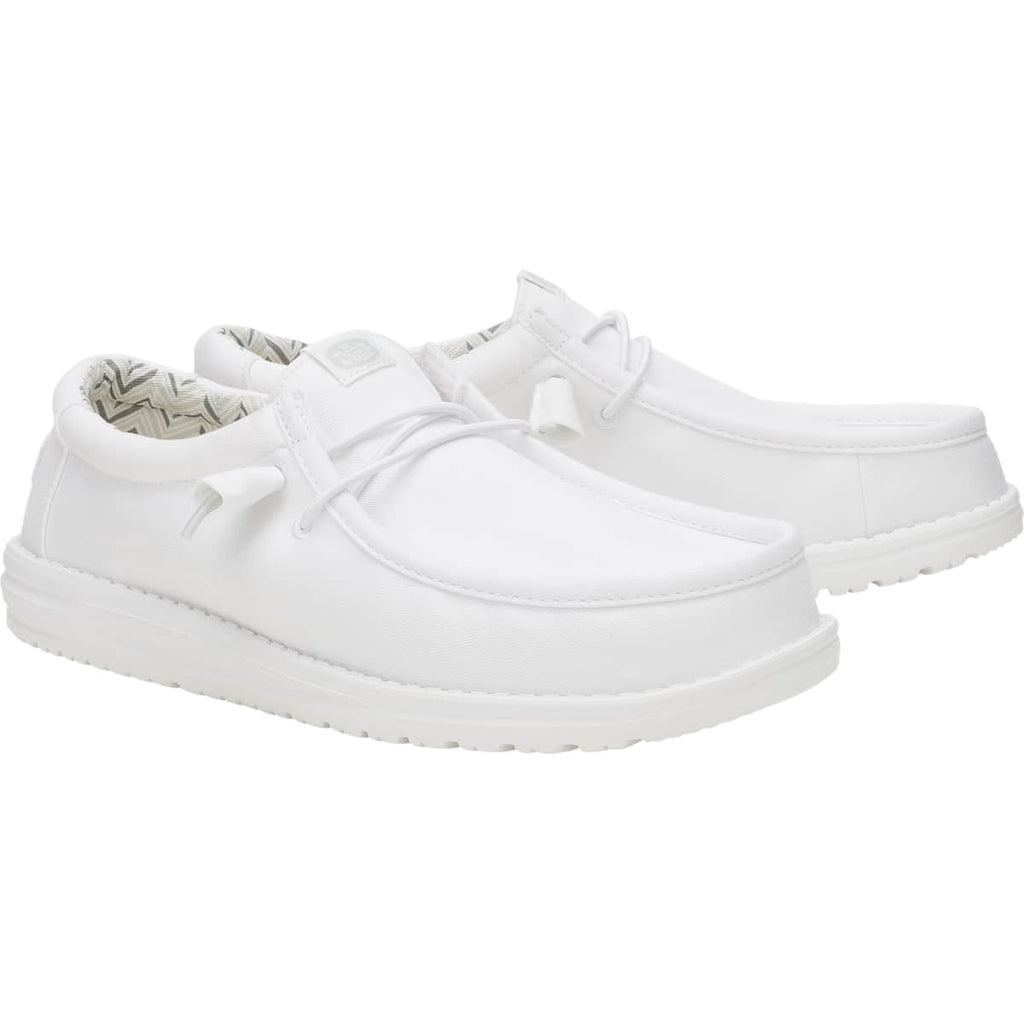 HEYDUDE Men Wally Stretch Canvas Wide, White, 11
