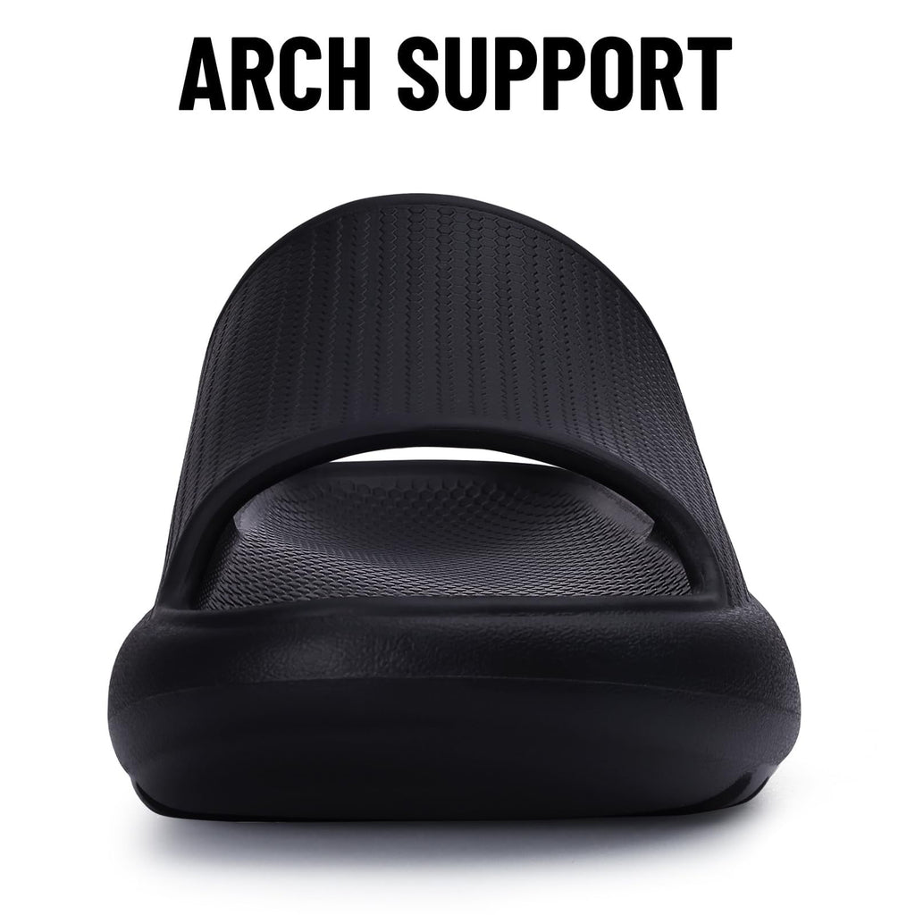 Litfun Cloud Slide Sandals for Women Men Summer Shower Shoes Soft Pillow Slippers Arch Support Beach Slides, Black