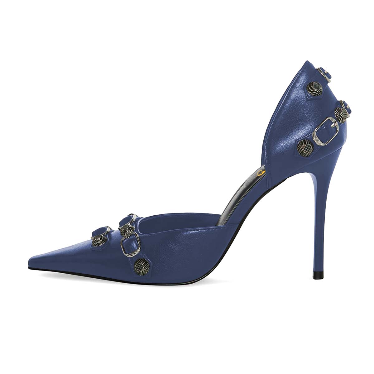 XYD Women Fashion Stiletto High Heels D'Orsay Pumps Closed Pointed Toe Studs Buckles Night Club Party Shoes Size 9 Purple