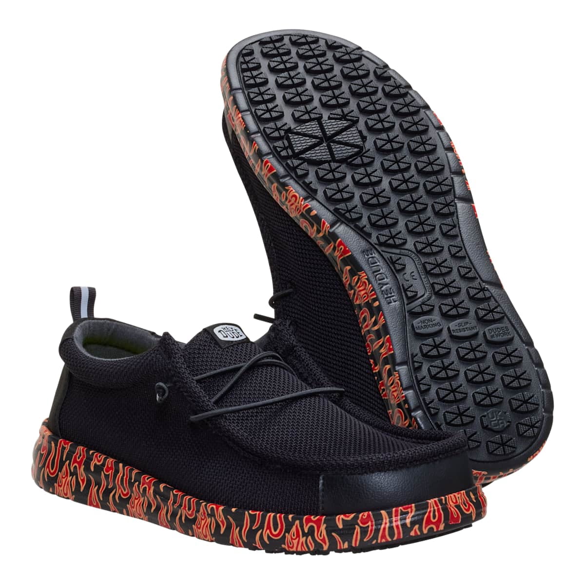 HEYDUDE Men Wally Work CE Slip Resistant, Black Mesh, 13