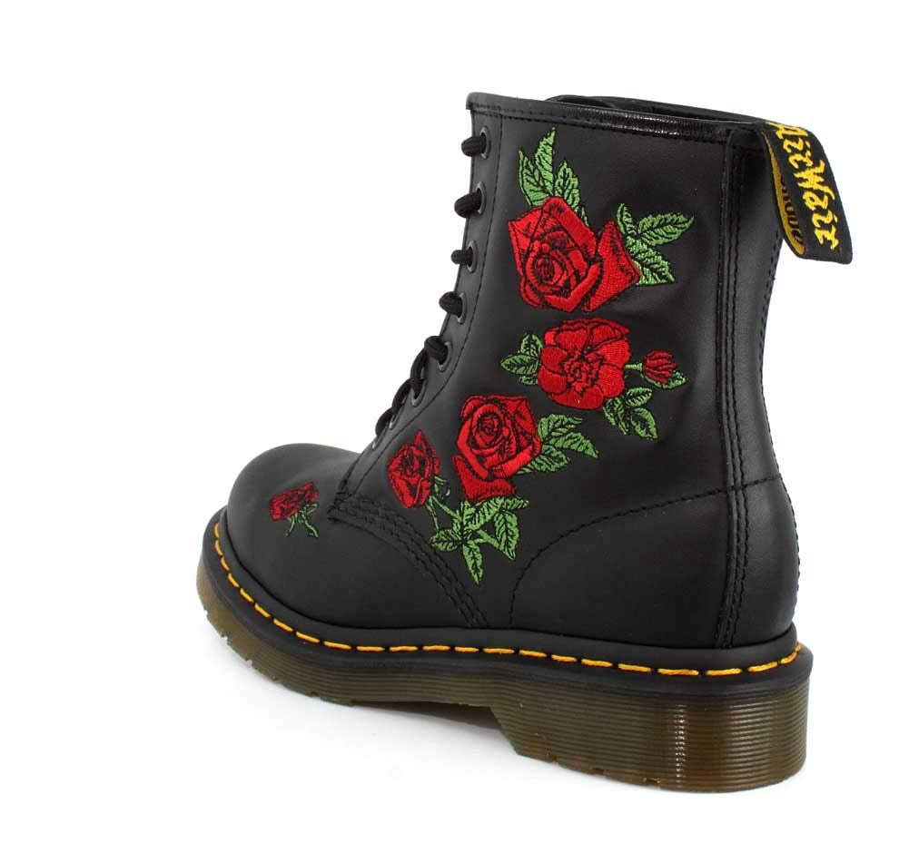 Dr. Martens 1460 Vonda Boots 8 Eye Floral Womens Shoes - Black