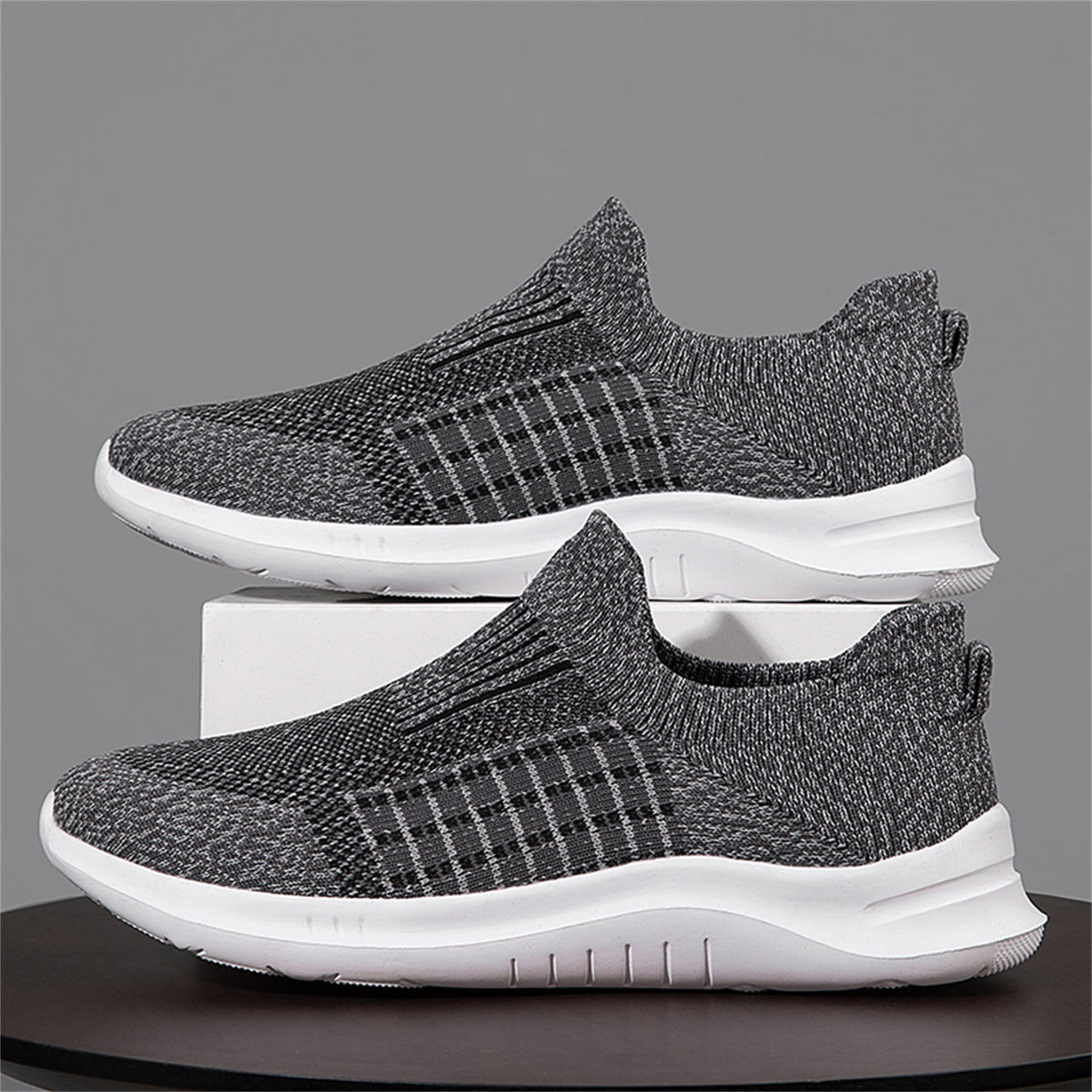 Yindaity Mens Sneakers Works Men’s Knit Slip-On Sneakers Grey,10