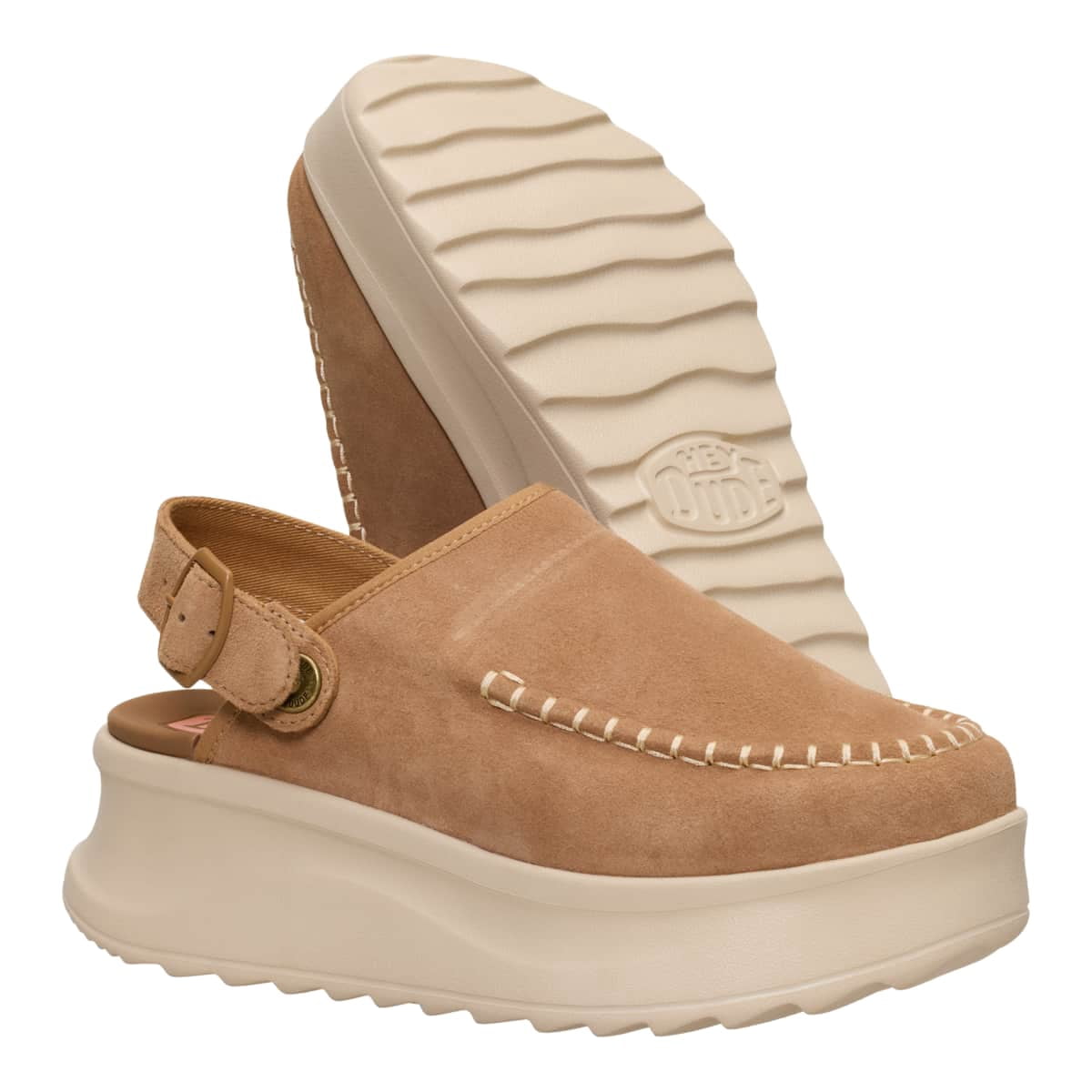 HEYDUDE Delray Clog Suede, Tan, 6