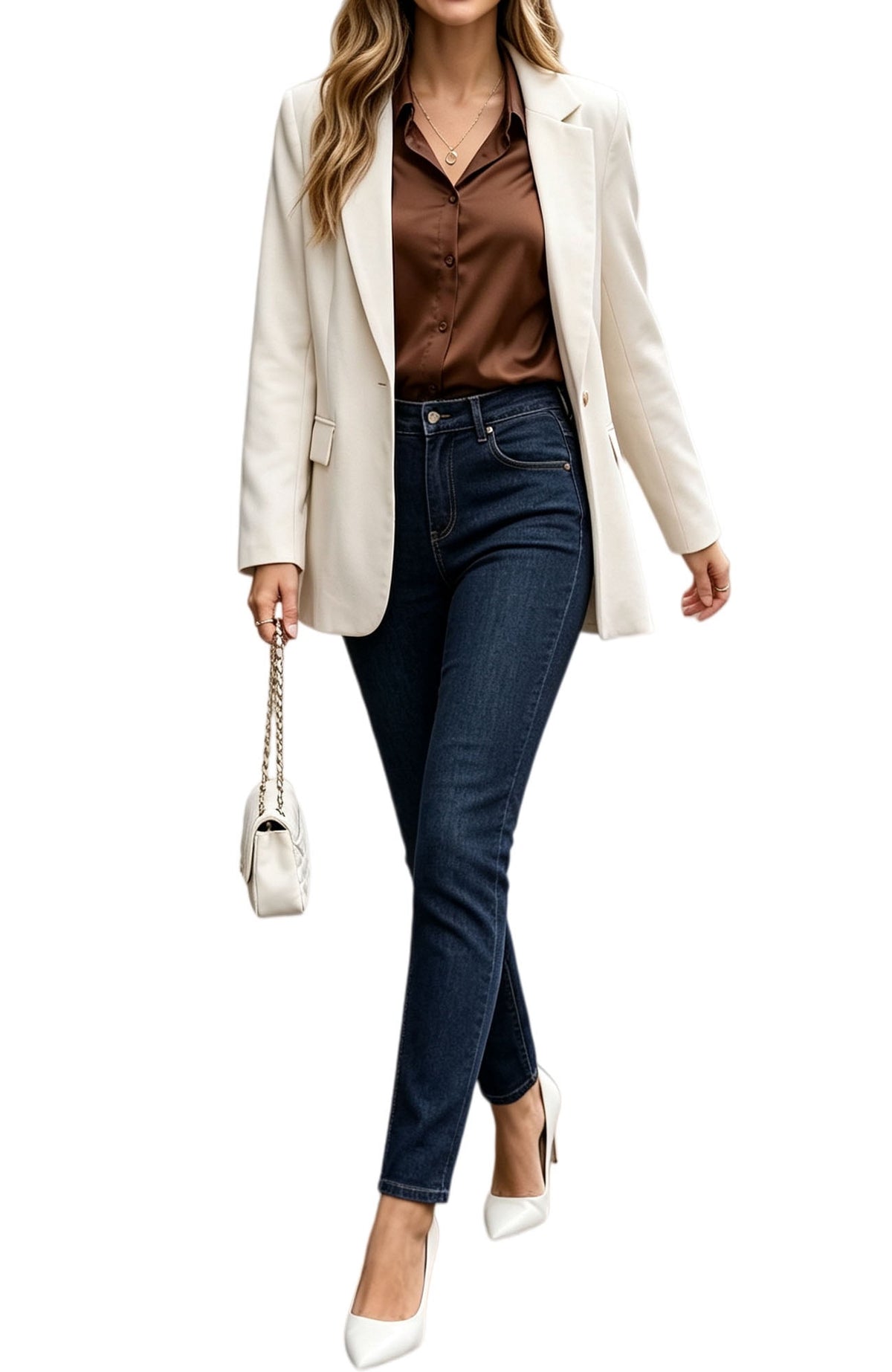 UVN Blouses for Women Long Sleeve Satin Shirts Button Down Ladies Casual Top