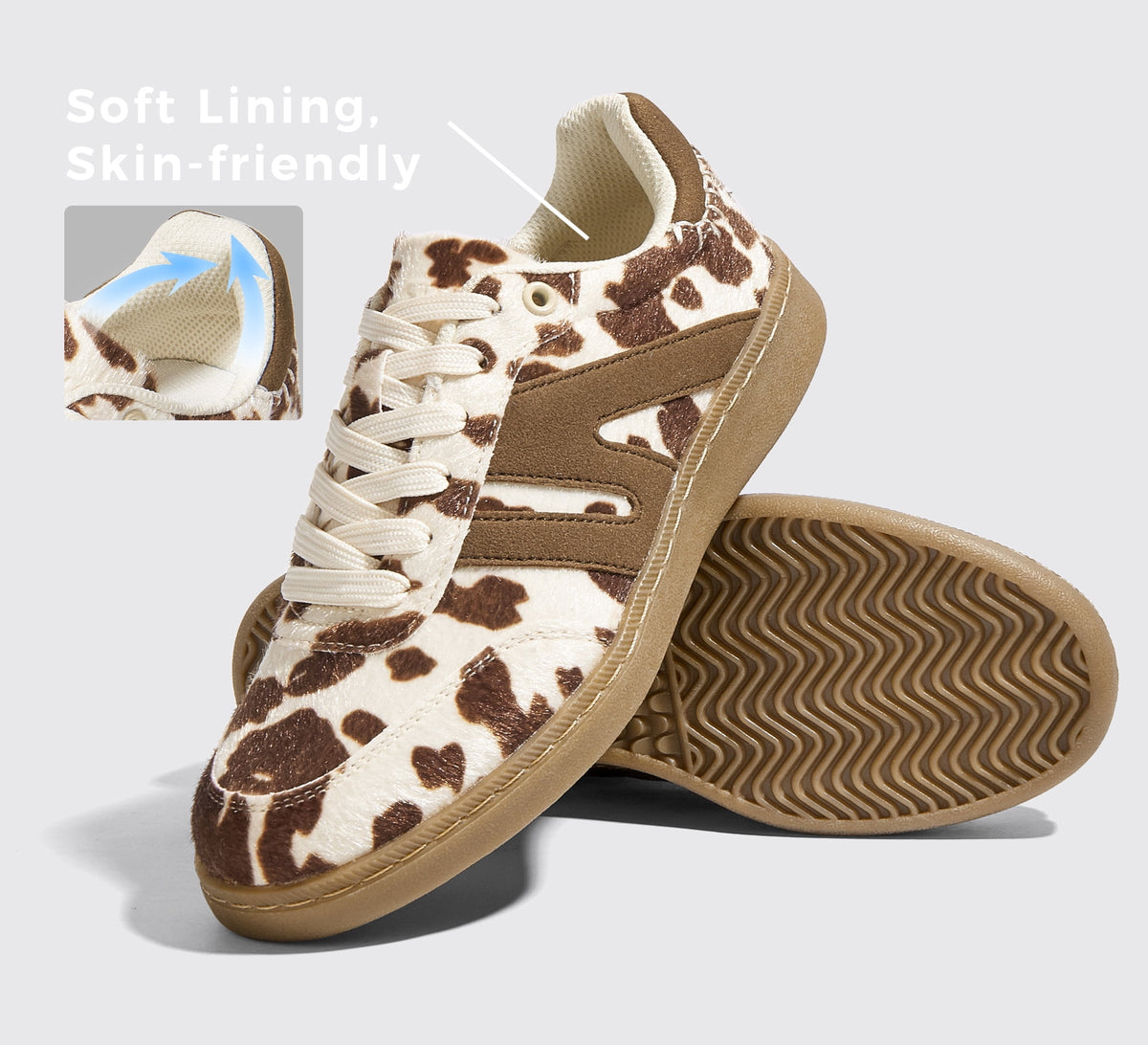 LUCKY STEP Womens Classic Retro Gum Sole Fashion Sneakers Anti Slip Casual Shoes,Dark Brown