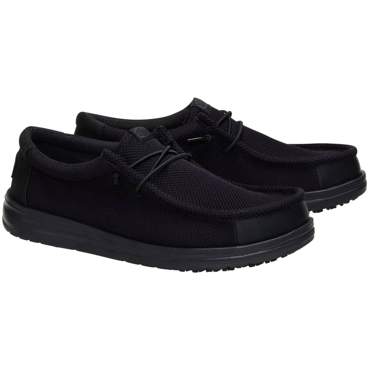 HEYDUDE Men Wally Work CE Slip Resistant Wide, Wide Black Mesh, 10