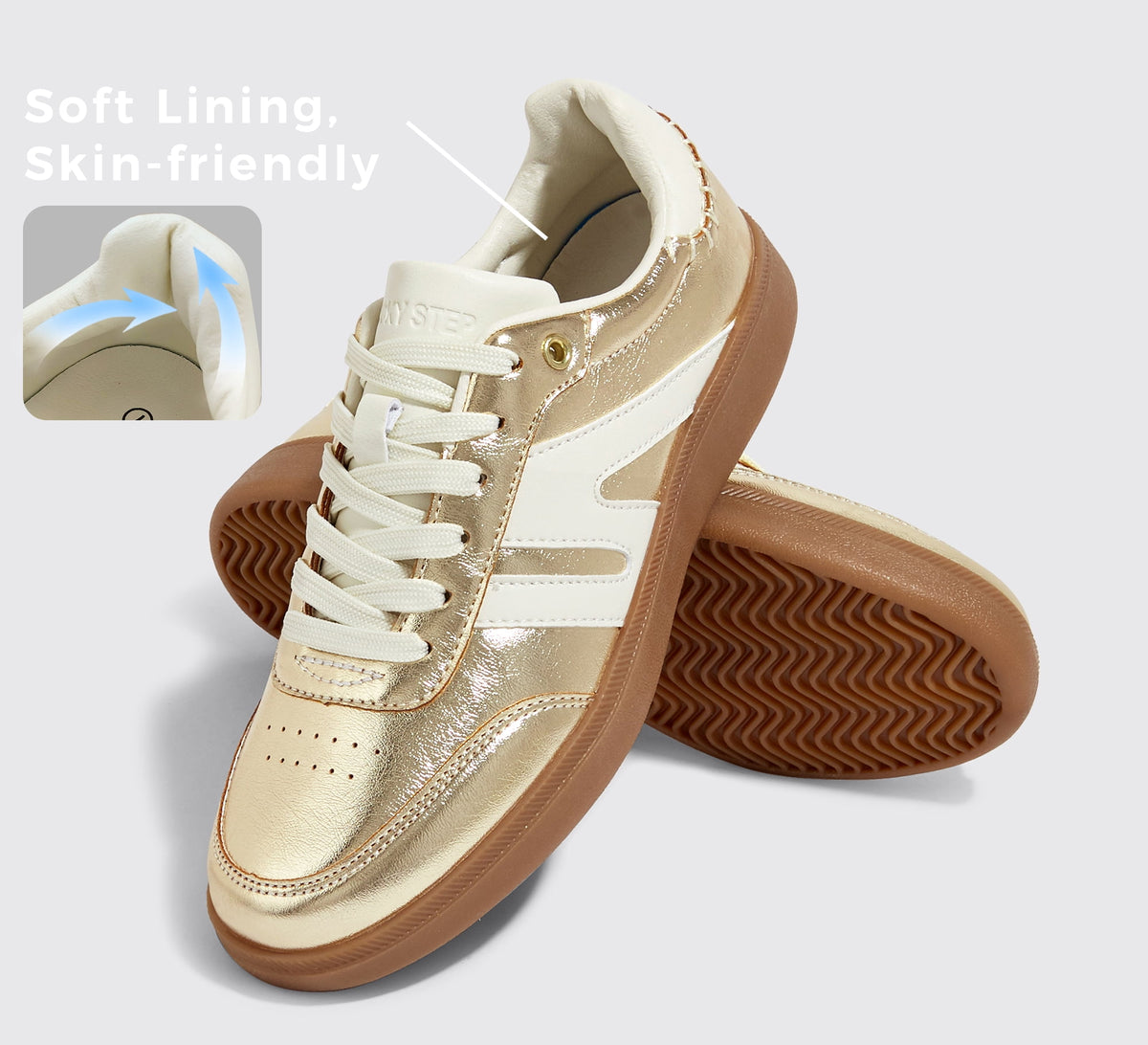 LUCKY STEP Womens Classic Retro Gum Sole Fashion Sneakers Anti Slip Casual Shoes,Dark Brown