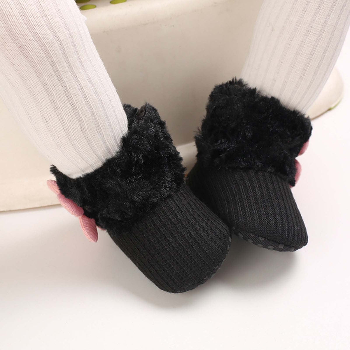 Baby Cotton Booties Newborn Warm Cozy Winter Boots Sock Shoes Infant Crib Bootie with Non Skid Bottom 0-18Month
