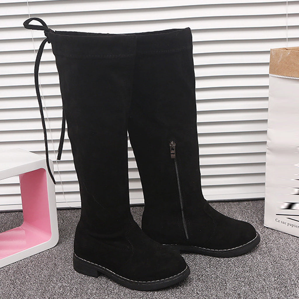 Odeerbi Toddler Girls High Cut Dr Martens Princess Boots Fall Winter New Children's High Boots Princess Over Knee Long Boots Cotton Boots Black 3-4 Years