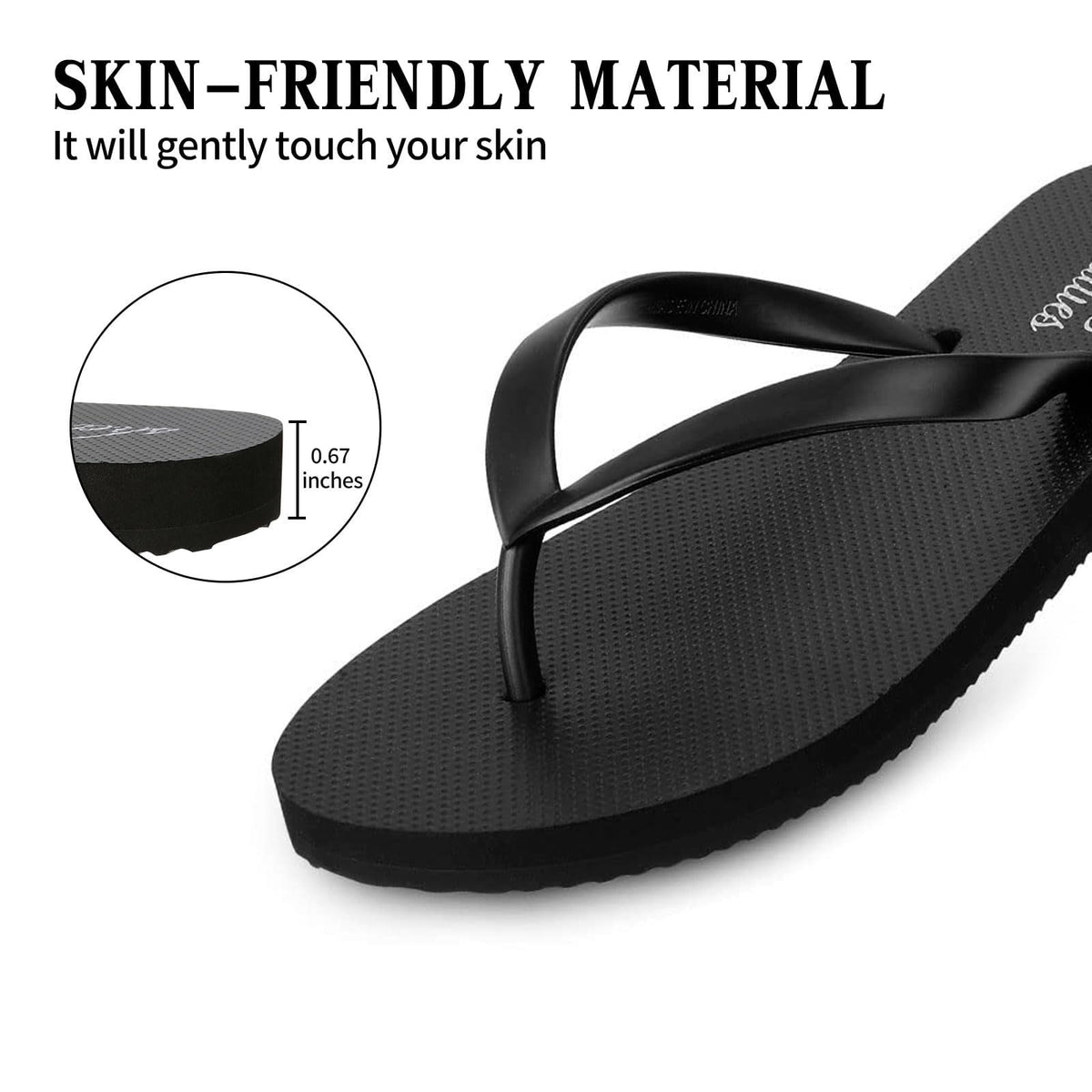 Comwarm Women's Flip Flops Summer Beach Sandals Soft Foam Women's Sandals, Black