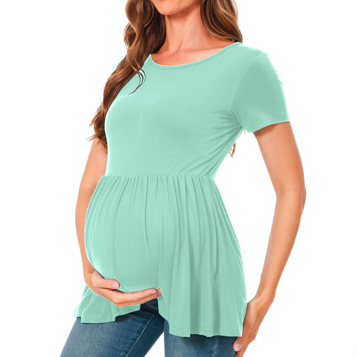 Bearsland Women's Short Sleeve Maternity Shirts Tops Pregnancy Clothes 3-Pack