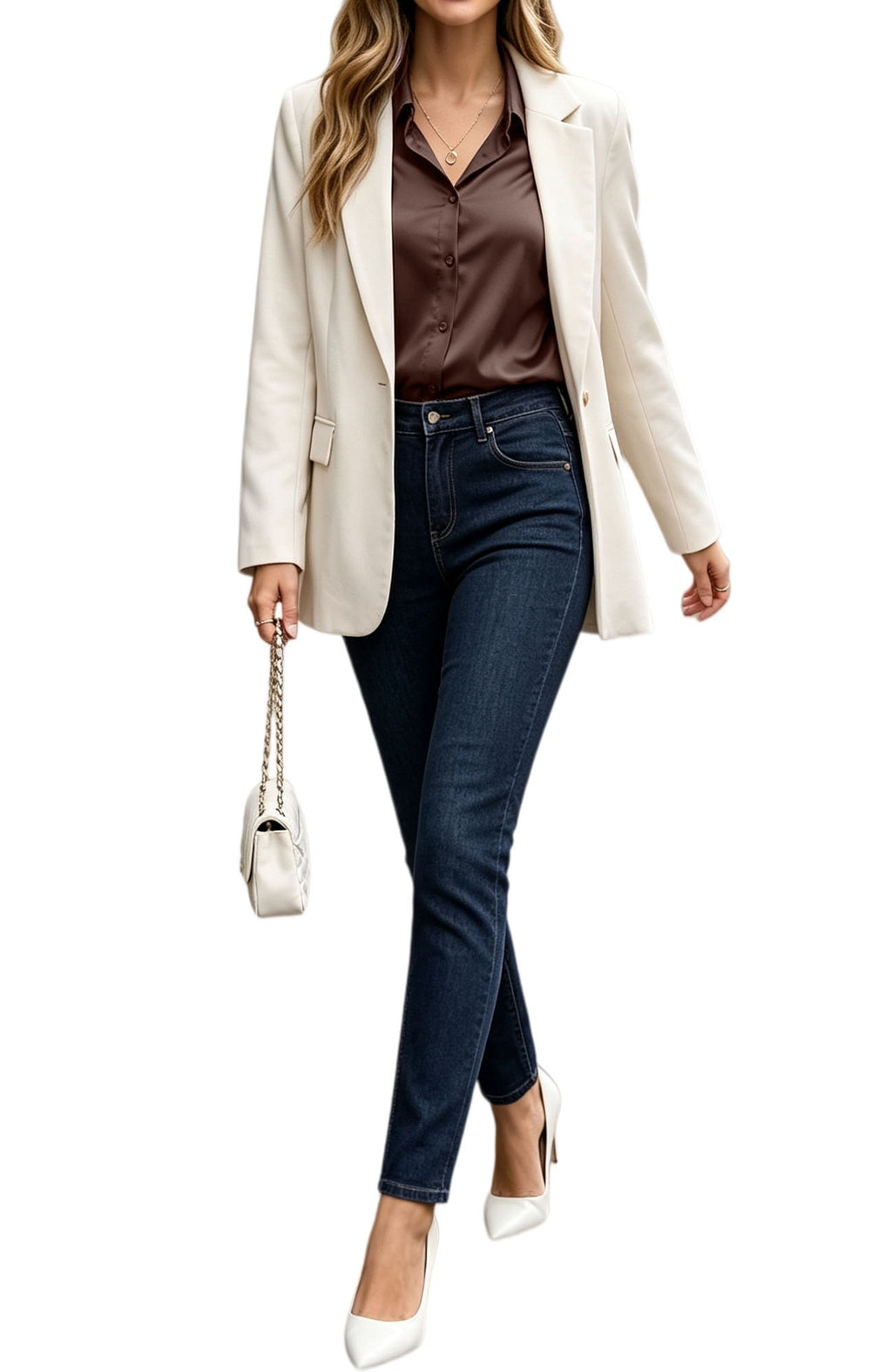 UVN Blouses for Women Long Sleeve Satin Shirts Button Down Ladies Casual Top