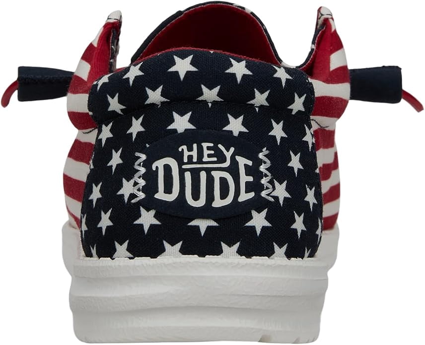 HEY DUDE Wally Patriotic, Mens Shoes, Slip-on Loafers, Comfortable & Light-Weight Size 10