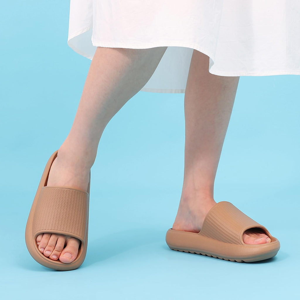 Litfun Cloud Slide Sandals for Women Men Summer Shower Shoes Soft Pillow Slippers Arch Support Beach Slides, Black