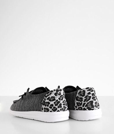 Hey Dude Wendy Linen Leopard Black Grey Shoes