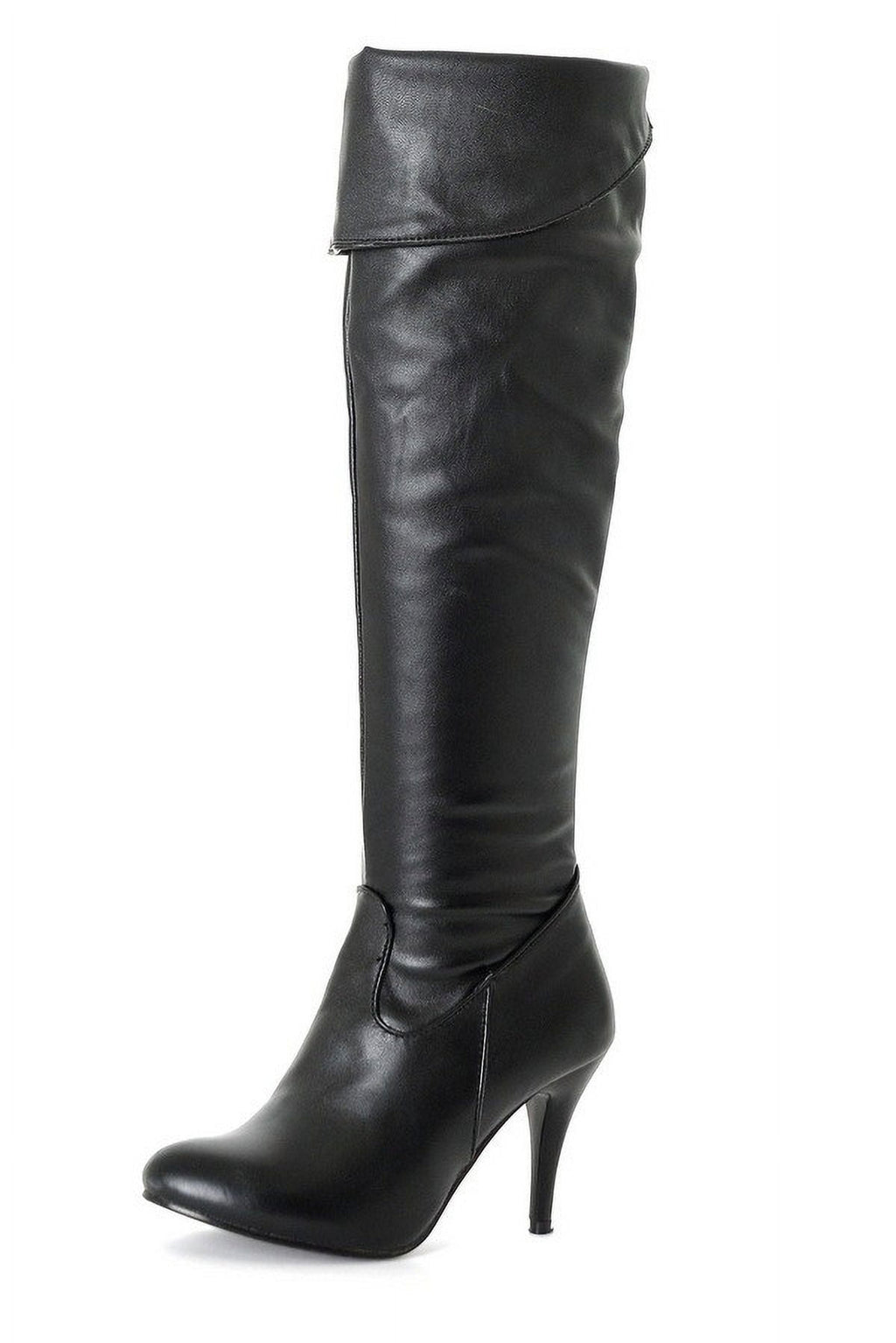 hopeusnice Women's Over The Knee Boots High Heel Faux Leather Pointed Toe Stilettos Chunky Heel Thigh High Boots Winter Booties Matte black 39