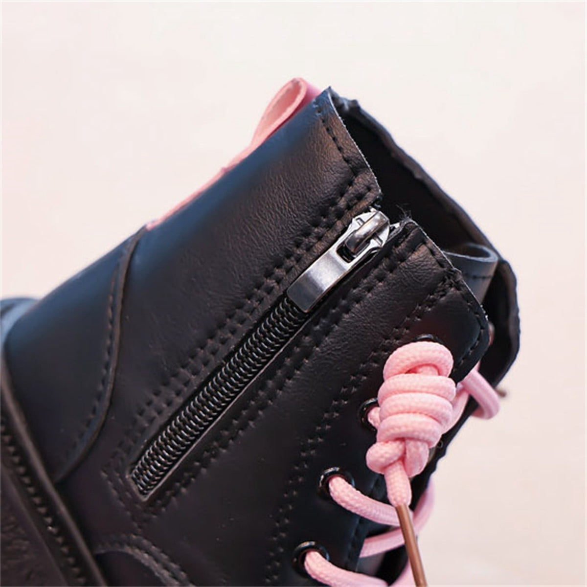 BXJX Girls Ankle Boots with Zipper, Non-Slip Soft Sole Fall Winter Cute Lace Up Boots Pink Size 12.5 Little Kids