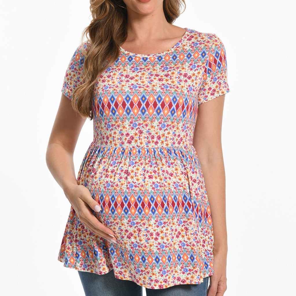 Bearsland Women's Short Sleeve Maternity Shirts Tops Pregnancy Clothes 3-Pack