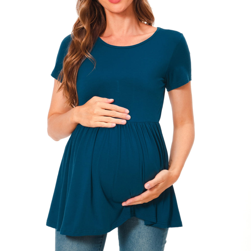 Bearsland Women's Short Sleeve Maternity Shirts Tops Pregnancy Clothes 3-Pack