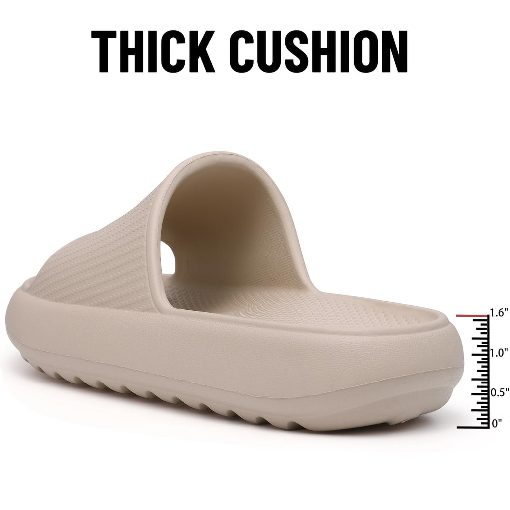 Litfun Cloud Slide Sandals for Women Men Summer Shower Shoes Soft Pillow Slippers Arch Support Beach Slides, Black