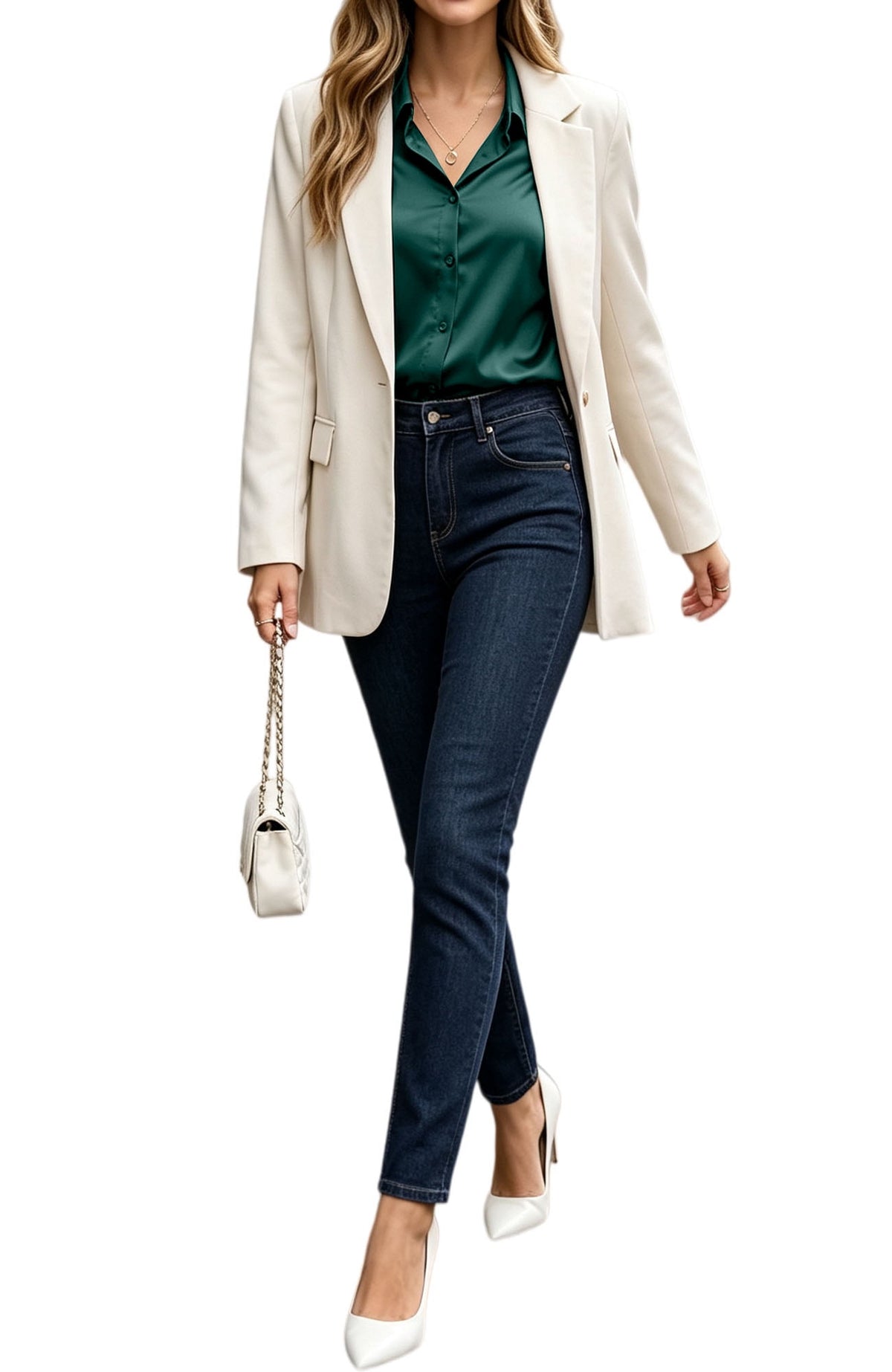 UVN Blouses for Women Long Sleeve Satin Shirts Button Down Ladies Casual Top